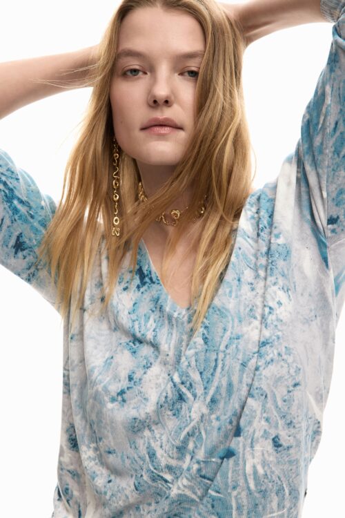 Pull Maille Fine Bleu Glacier
