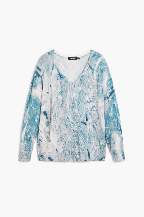 Pull Maille Fine Bleu Glacier